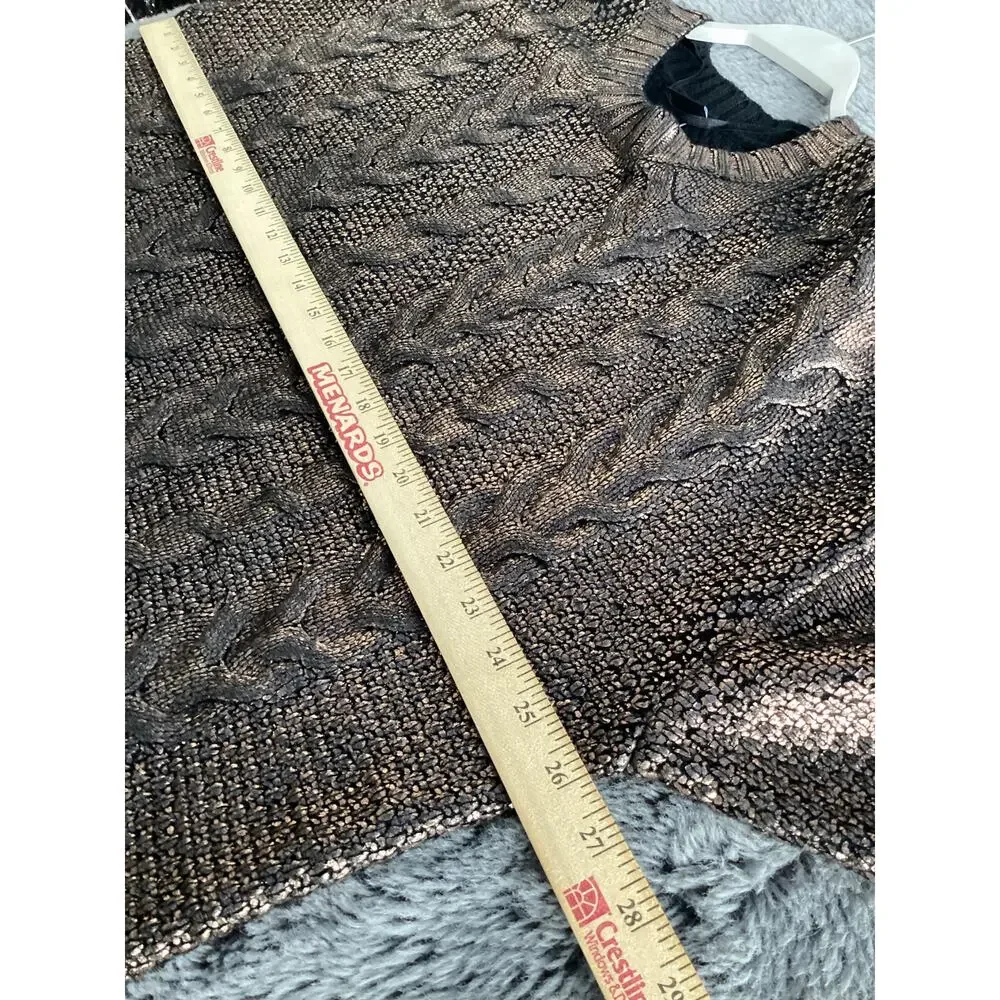 Torrid Women's Cable Knit Metallic Cropped Foil Pullover‎ Sweater Brown Size 2